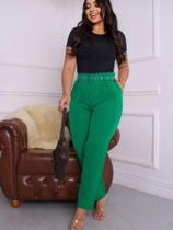 Calça Alfaiataria Feminina com Cinto Social Elegante Cintura Alta