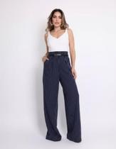 Calça Alfaiataria Feminina Pantalona Listrada Wide Leg Aerolook Calça Alfaiataria Feminina Pantalona Listrada Wide Leg Aerolook