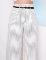 Calça Alfaiataria Feminina Pantalona Listrada Wide Leg Aerolook