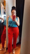 CALÇA alfaiataria linho vermelha. 38
