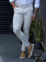 Calça Alfaiataria Masculina Skinny Sarja Premium Elegante Moderna Confortável Casual Social Conquest
