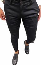 Calça Alfaiataria Masculina Skinny Zip Off Preto Bolso Faca