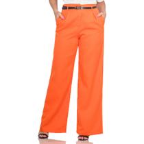 Calça Alfaiataria Pantalona Feminina Com Bolso Cintura Alta