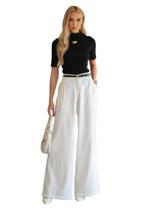 Calça Alfaiataria Perfect Way Mv 611110 G Off White Calça Alfaiataria Perfect Way Mv 611110 G Off White