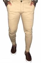 Calça Alfaiataria Sarja Cáqui Skinny Com Elastano Masculina