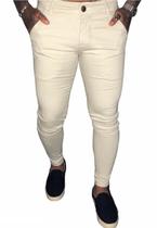 Calça Alfaiataria Sarja Social Skinny Masculina Com Elastano