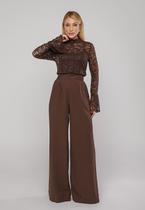 Calça Alfaiataria Wide Leg Marrom Salvatore