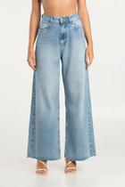 Calça allure wide leg jeans com aplicaçã de strass - Allure Vestimenta