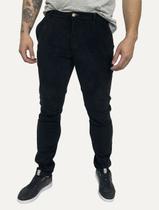 Calça Aramis Masculina Chino Cauã Suedine Canelado Preta