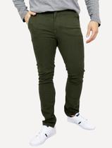 Calça Aramis Masculina Sarja Chino Regular Color Comfort Verde Escuro