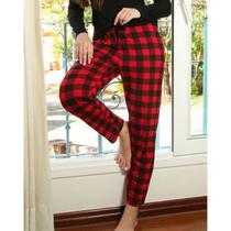 Calça Avulsa Feminina De Pijama Xadrez Vermelho Empório