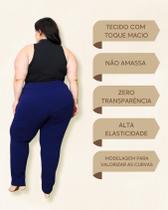 Calça Azul Feminina Social Plus Size Malha Crepe Legging Ocasioes G1 ao G8