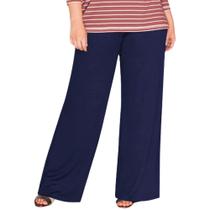 Calça Azul Marinho, Feminina, Pantalona, Plus Size Calça Azul Marinho, Feminina, Pantalona, Plus Size