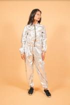 Calça Baggy Metalizada Prata