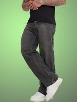 Calça Baggy Oversize Masculina Jeans Lisa Preto Marmorizada Básica Sem Lycra