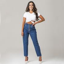 Calça Baggy Zune Jeans Feminina Cós Alto Moderna Confortável