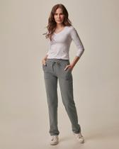 Calça Básica Feminina Reta Em Moletom Stretch Flanelado