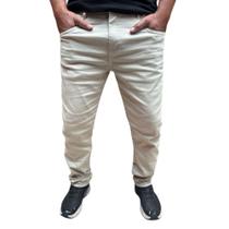 calça básica masculina caqui sarja varias cores com elastano fechamento em botão
