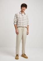 Calça Básica Masculina Taper Em Linho