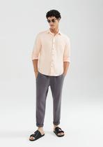 Calça Básica Masculina Taper Em Linho