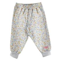 Calça bebê estampada flores com punho