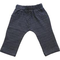 Calça bebê menina saruel com recorte malha jacquard marinho e branco