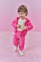 Calça Bebê Menina Veludo Rosa Neon Mundo Cinti Calça Bebê Menina Veludo Rosa Neon Mundo Cinti