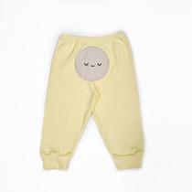 Calça Bebê Suedine Amarela Aplique de Carinha