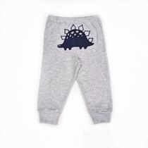 Calça Bebê Suedine Mescla Aplique de Dinossauro