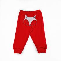 Calça Bebê Suedine Vermelha Aplique de Raposa
