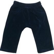 Calça bebê unissex saruel com recorte e bolsos plush marinho