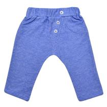 Calça bebê unissex saruel com recorte malha azul jeans médio