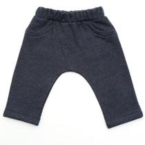 Calça bebê unissex saruel com recorte moleton felpado cinza grafite