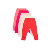 Calça Bebê Vira Pé Básico Kit 5 Peças Feminino Malha Algodão