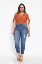 Calça biotipo jeans feminina plus size skinny midi
