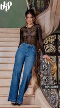 Calça biotipo jeans feminina wide leg Petit Royal Lady