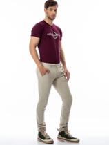 Calça Bolso Faca Sarja Masculina Slim Fit Bege Lemier Premium Tendência