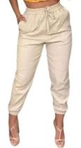 Calça Bomber Jogger Feminina Com Cordao Em Linho Calça Bomber Jogger Feminina Com Cordao Em Linho