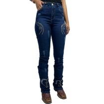 Calca Bordada De Cruz Com Strass Feminina Flare Rodeio