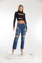 Calça boyfriend jeans escura all is love