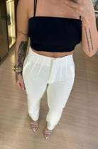 Calça branca em alfaiataria, TAM M