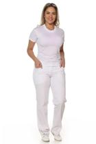 Calça branca feminina cós meio elástico Calça branca feminina cós meio elástico