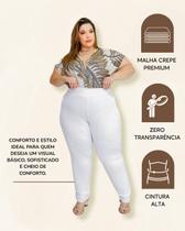 Calça Branca Social Feminina Plus Size Malha Crepe Legging G1 ao G8