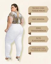 Calça Branca Social Feminina Plus Size Malha Crepe Legging G1 ao G8