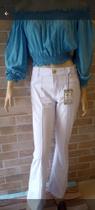 Calça Branca Tecido Sarja Tamanho 42
