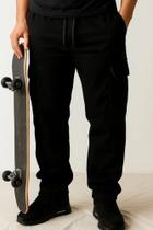 Calça Brim Cargo 6 Bolsos Casual Larga Skate