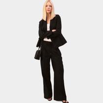 Calça Calvin Klein Wideleg Risca De Giz Feminina