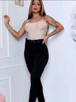 calça canelada 3d feminina legging modeladora com cinto empina bumbum cintura alta