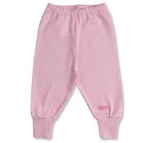 Calça canelado bebê rosa palha liso básico com pé reversível