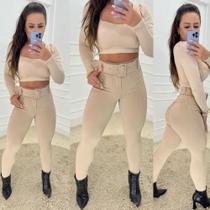 Calça Canelado com Cinto